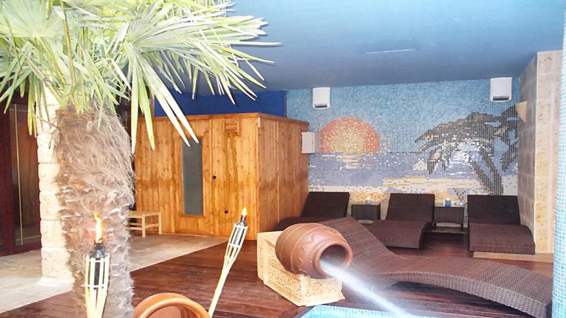 Chorros de agua y sauna